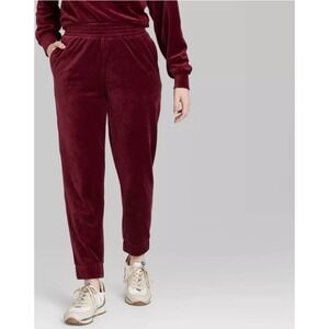 Wild Fable Velvet‎ Joggers Lounge Pants Drawstring Burgundy Size L NWT